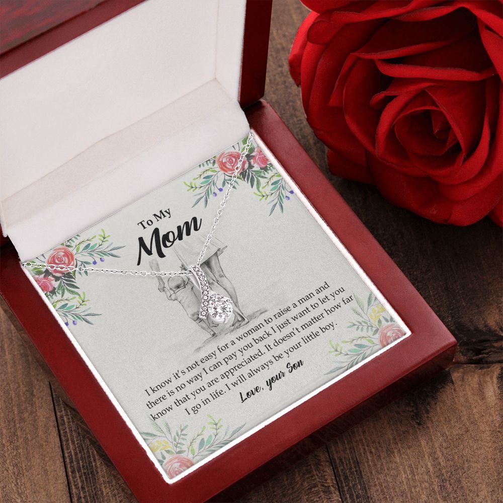 To My Mom Necklace Pendant Gift From Son And Happy Mother's Day Gift For Mom Birthday, Anniversary Your Little Boy Alluring Beauty Necklace
