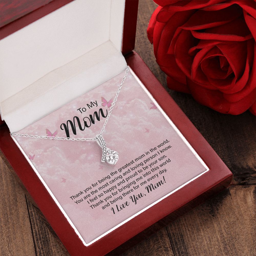 To My Mom Necklace, Gift For Mom, Mother's Day Gift from Daughter, Mom Jewelry Gift for Mothers Day, Birthday Gift for Mother, Moms Gift from Daughter Son, Necklace for Mom Mother 24 Alluring Beauty Necklace
