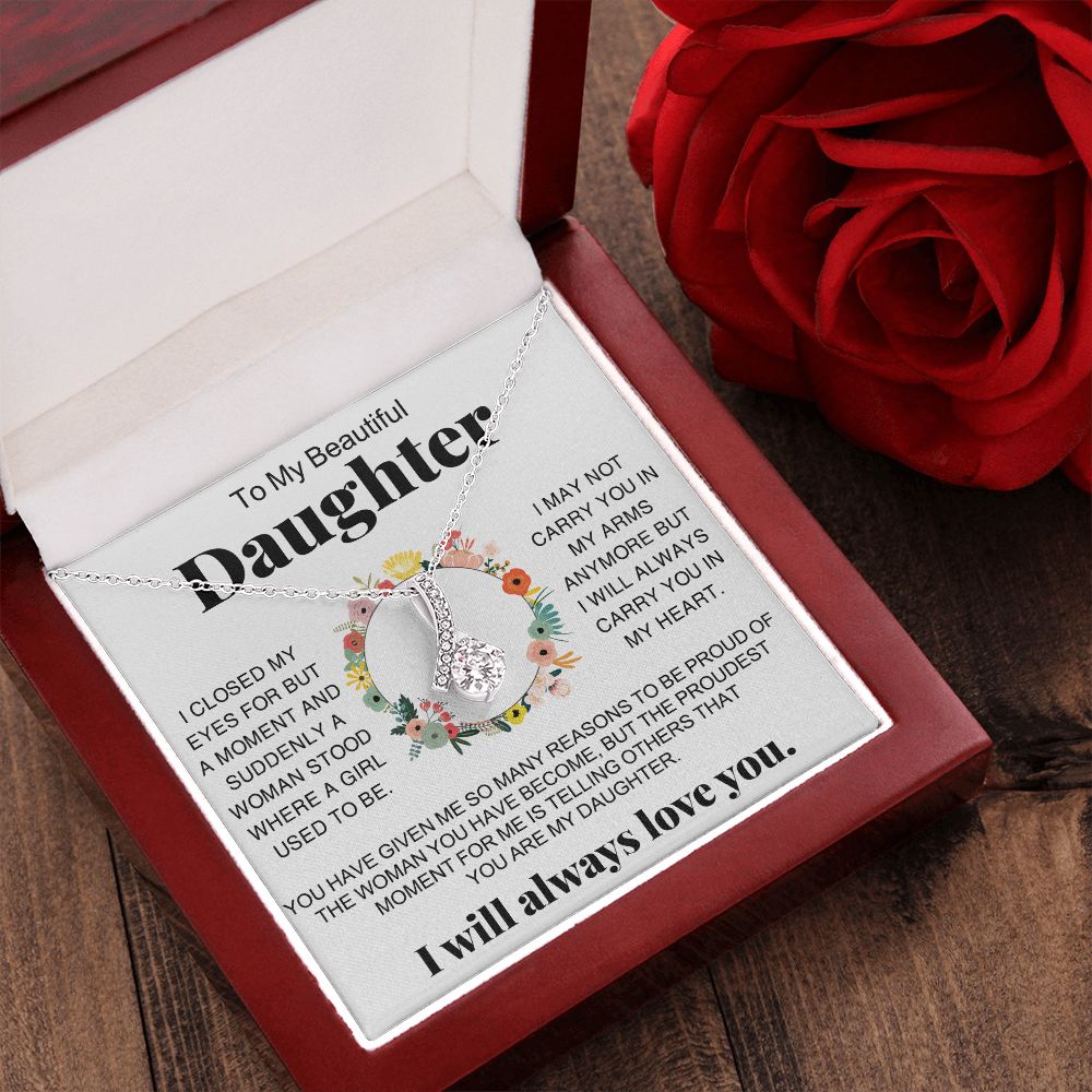 Jewelry Pendant Present for Daughter, To My Daughter Gift Necklace from Mom, Mother Daughter Gift Ideas, Birthday Christmas Gift Graduation Gifts for Daughters, Mother and Daughter Necklace 16 Alluring Beauty Necklace