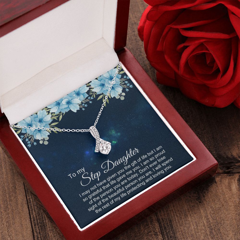 Bonus Daughter Gifts From Stepdad, Step Daughter Gifts From Stepmom, Stepdaughter Gifts From Stepdad, Father Stepdaughter Necklace, To My Bonus Daughter Necklaces, Christmas Gifts For Bonus3 Alluring Beauty Necklace