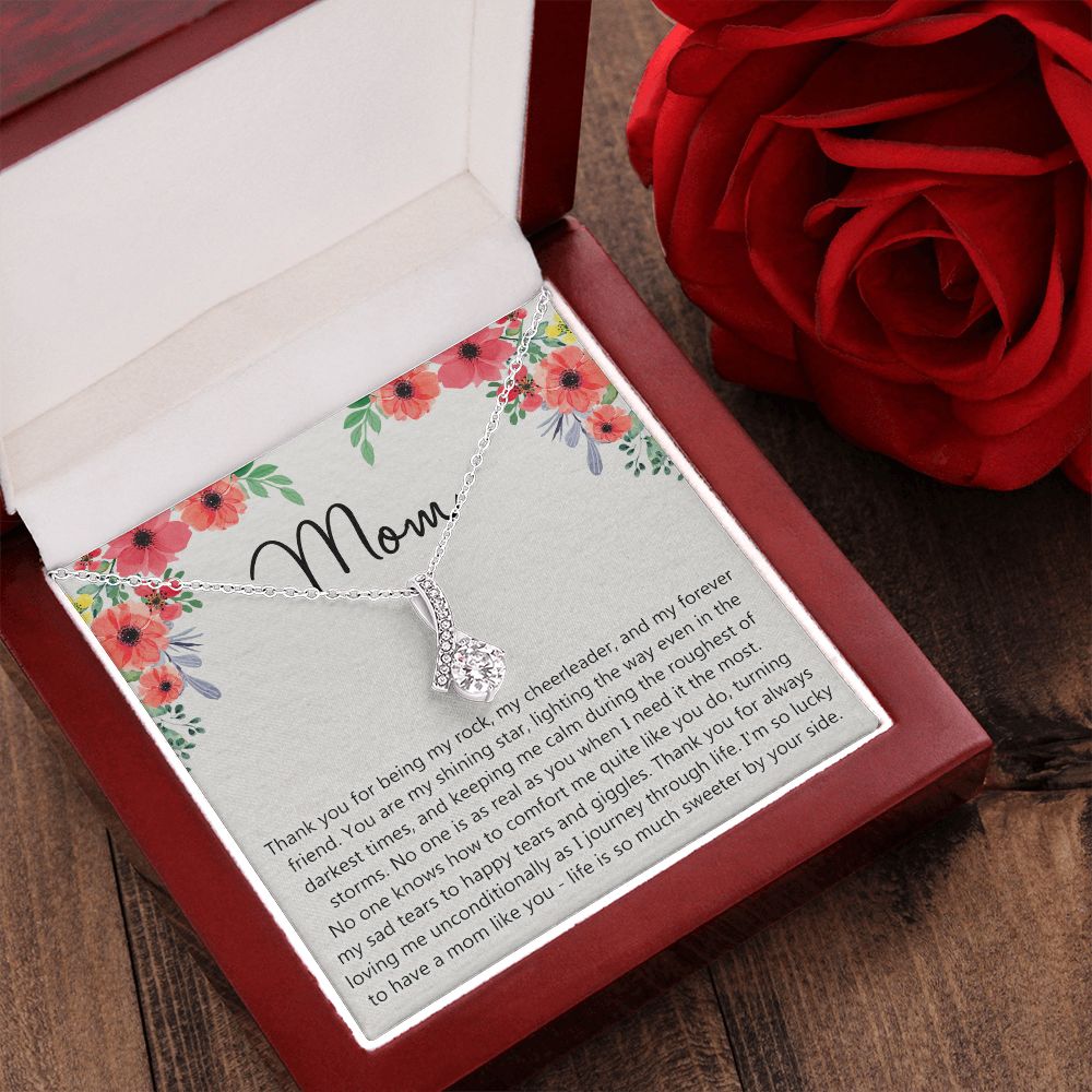 To My Mom Gift Necklace for Mother Daughter Jewelry, Thank You Mom Gift, Gift for Mom from Daughter to Mother Necklace Pendant Jewelry Box for Mom on Mother's Day Birthday Alluring Beauty Necklace