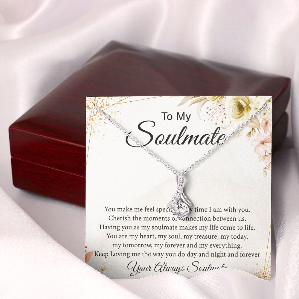 To My Soulmate Necklace for Women Birthday Christmas Jewelry Gifts For My Wife with Message Card Box Personalized Gift Present Pendant for Future Wife Soulmate Girlfriend Love 26 Alluring Beauty Necklace