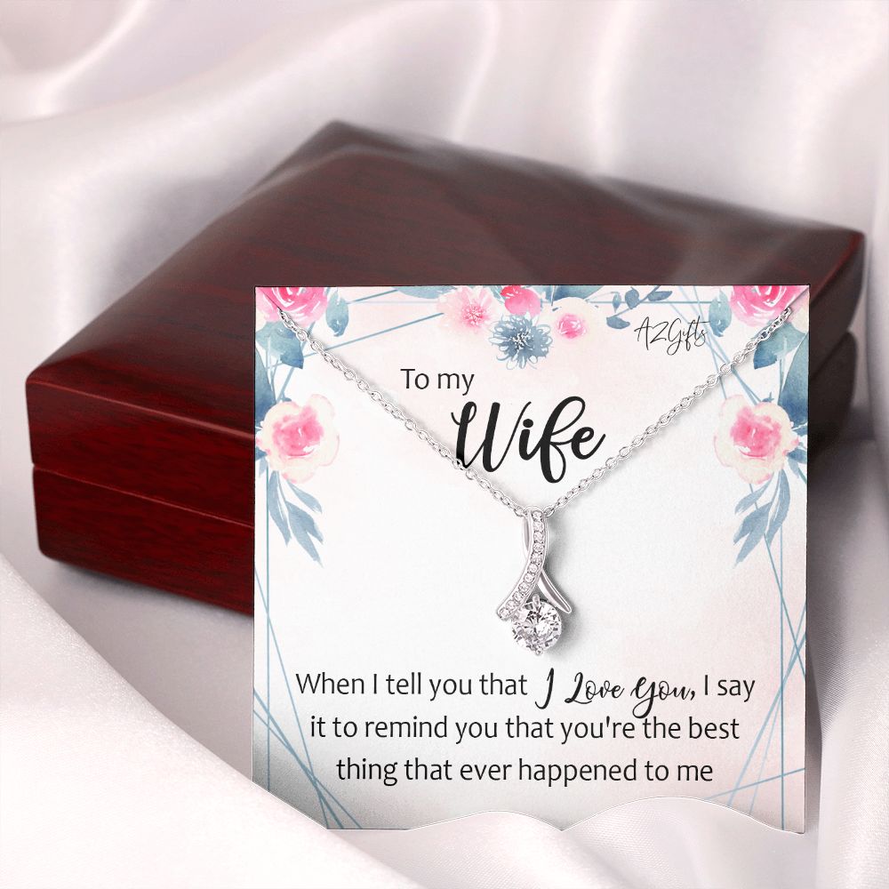 To My Wife Necklace from Husband, Personalized Necklace for Women, Luxury Necklace for Wife from Man Men, Wedding Anniversary Present For Wife, Beautiful Wife Jewelry Christmas Birthday Gifts For Wife Alluring Beauty Necklace