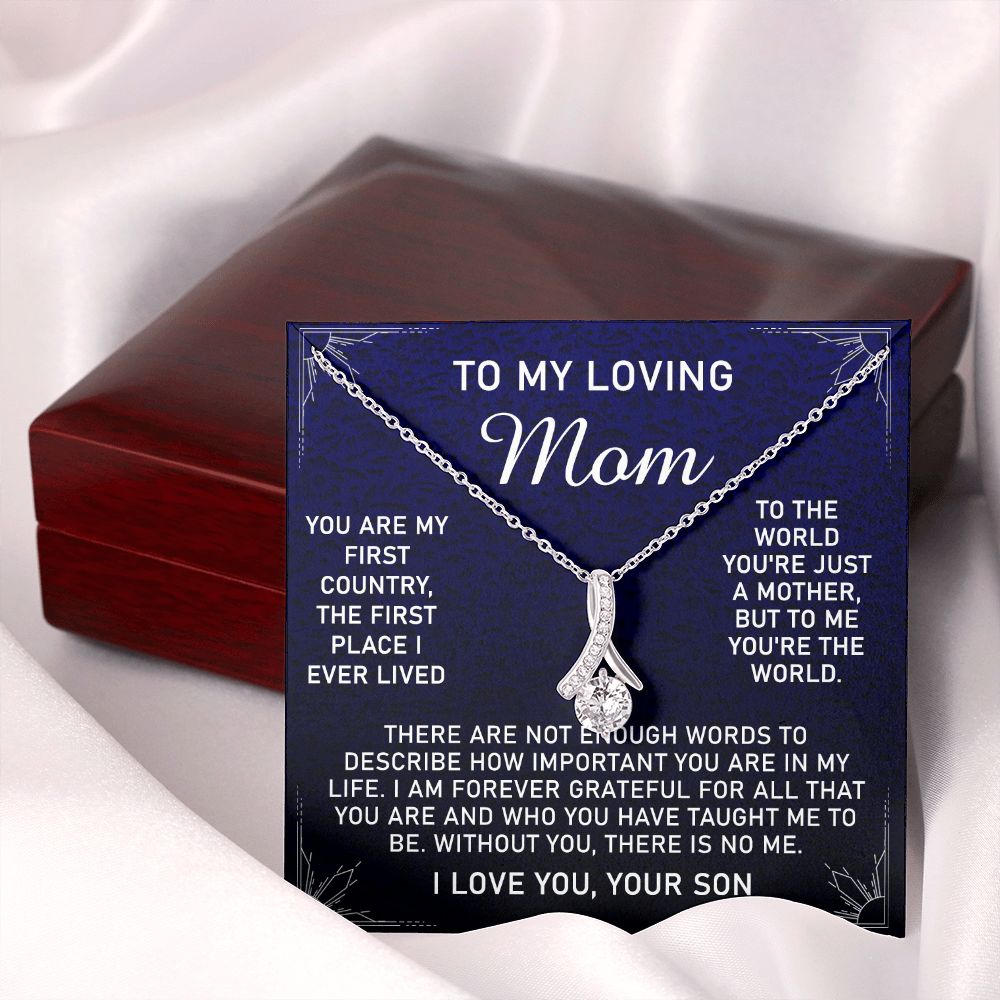 To My Loving Mom Necklace, Gift for Mom from Son, Mother's Day Jewelry Gift, Necklace for Mom Birthday Anniversary Mother's Day Jewelry Gift, To My Mom Necklace from Son Alluring Beauty Necklace