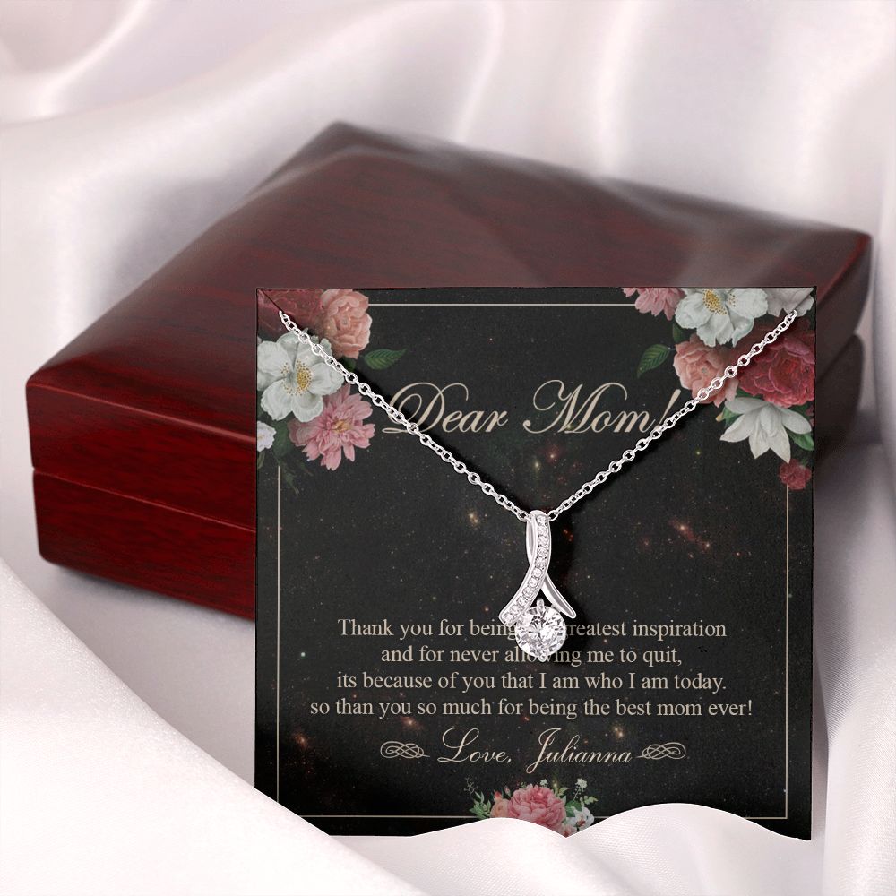 To My Mom Necklace, Gift For Mom On Mother's Day Thank You Mom Gifts From Kids Mom Julianna Alluring Beauty Necklace