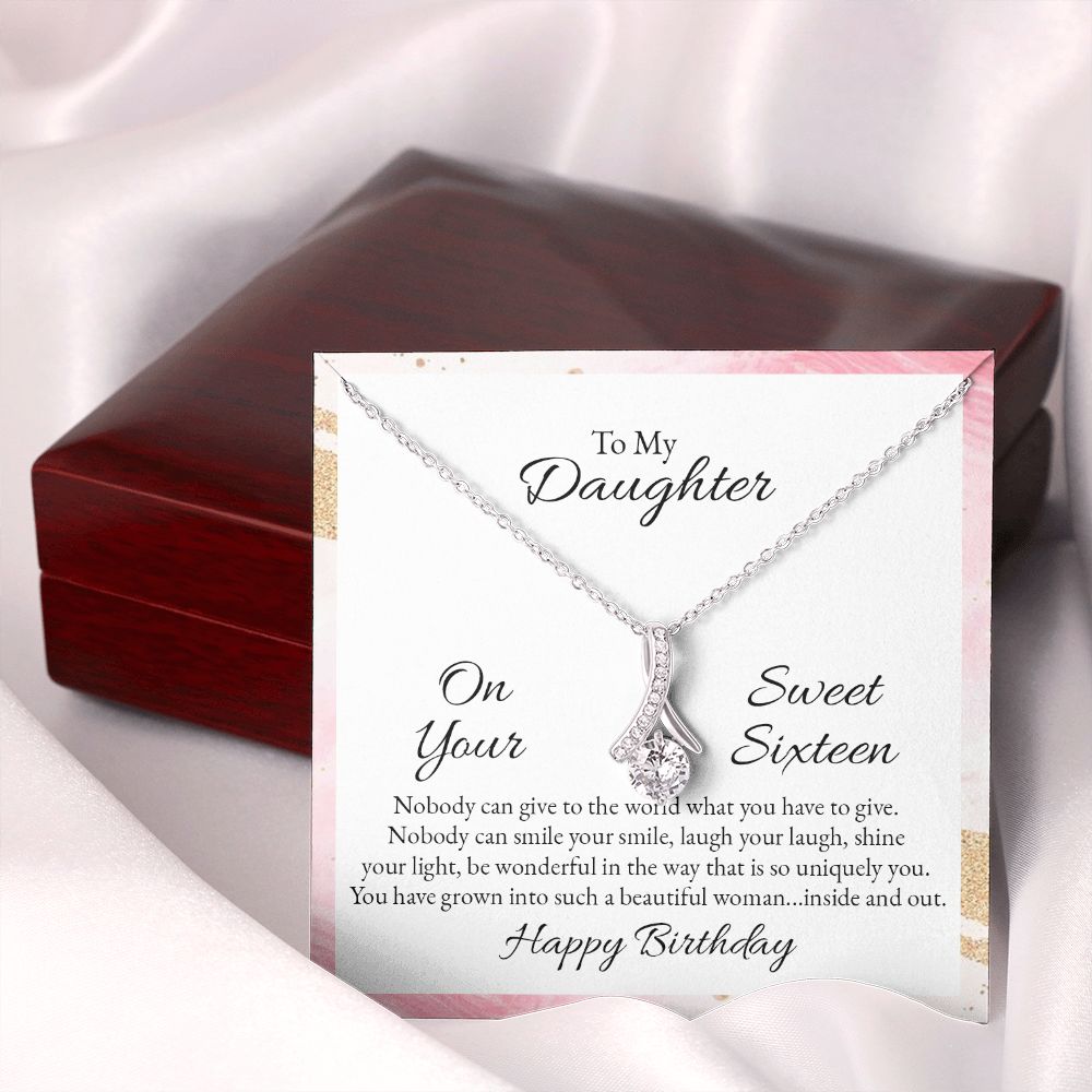 Mother and Daughter Necklace for Girls, To My Daughter Gift Necklace from Mom, Birthday Christmas Gift Graduation Gifts for Daughters, Jewelry Pendant Present for Daughter, Mother Daughter Gift 43 Alluring Beauty Necklace