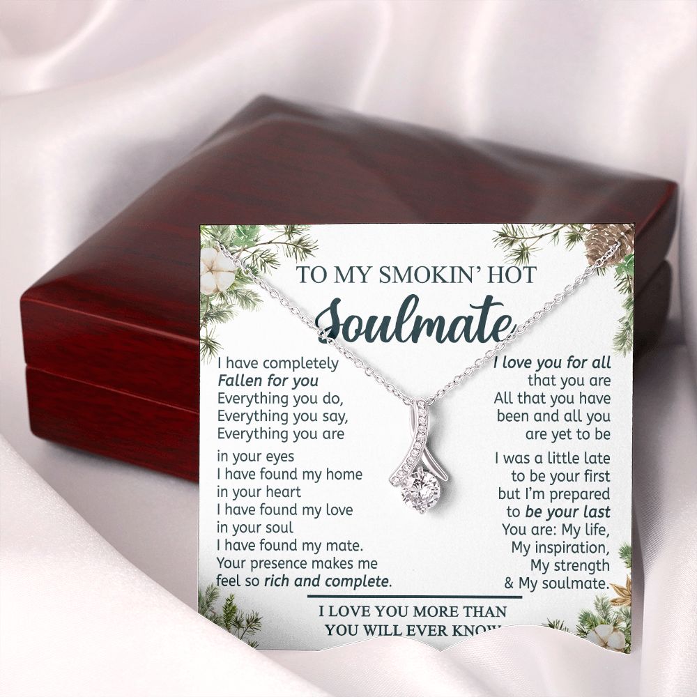 To My Smokin Hot Soulmate Necklace - Wife Gifts From Husband To My Wife Necklace, Gift for Her Romantic, Girlfriend Gifts Necklace for Wife from Men Includes Message Card and Gift Box 11 Alluring Beauty Necklace