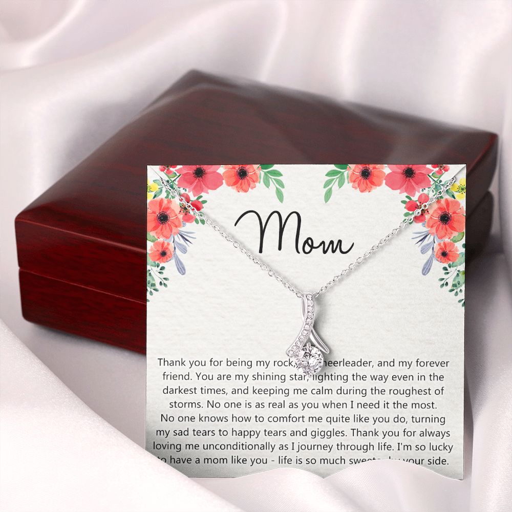 To My Mom Gift Necklace for Mother Daughter Jewelry, Thank You Mom Gift, Gift for Mom from Daughter to Mother Necklace Pendant Jewelry Box for Mom on Mother's Day Birthday Alluring Beauty Necklace