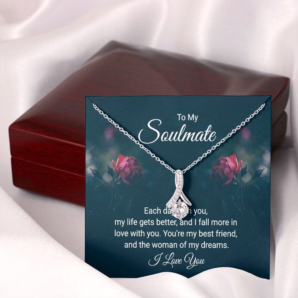 To My Soulmate Necklace for Women Birthday Christmas Jewelry Gifts For My Wife with Message Card Box Personalized Gift Present Pendant for Future Wife Soulmate Girlfriend Love 20 Alluring Beauty Necklace