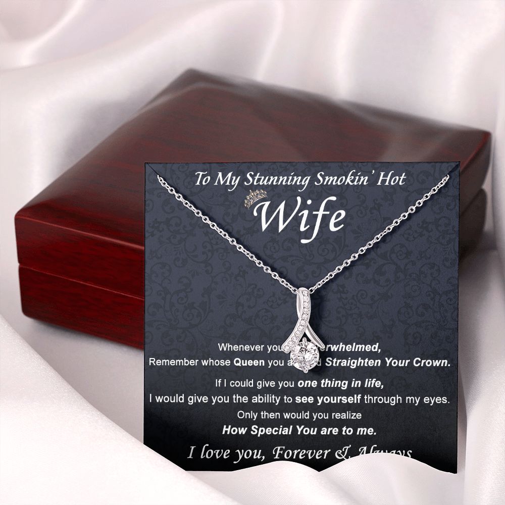 To My Wife Necklace from Husband, Personalized Necklace for Women, Luxury Necklace for Wife from Man Men, Wedding Anniversary Present For Wife, Beautiful Wife Jewelry Christmas Birthday Gift For Wife21 Alluring Beauty Necklace
