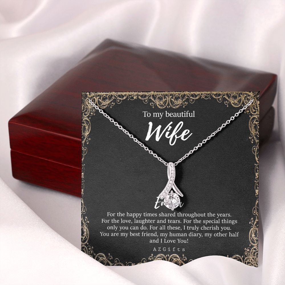 To My Wife Necklace from Husband, Personalized Necklace for Women, Luxury Necklace for Wife from Man Men, Wedding Anniversary Present For Wife, Beautiful Wife Jewelry Christmas Birthday Gifts For Wife9 Alluring Beauty Necklace