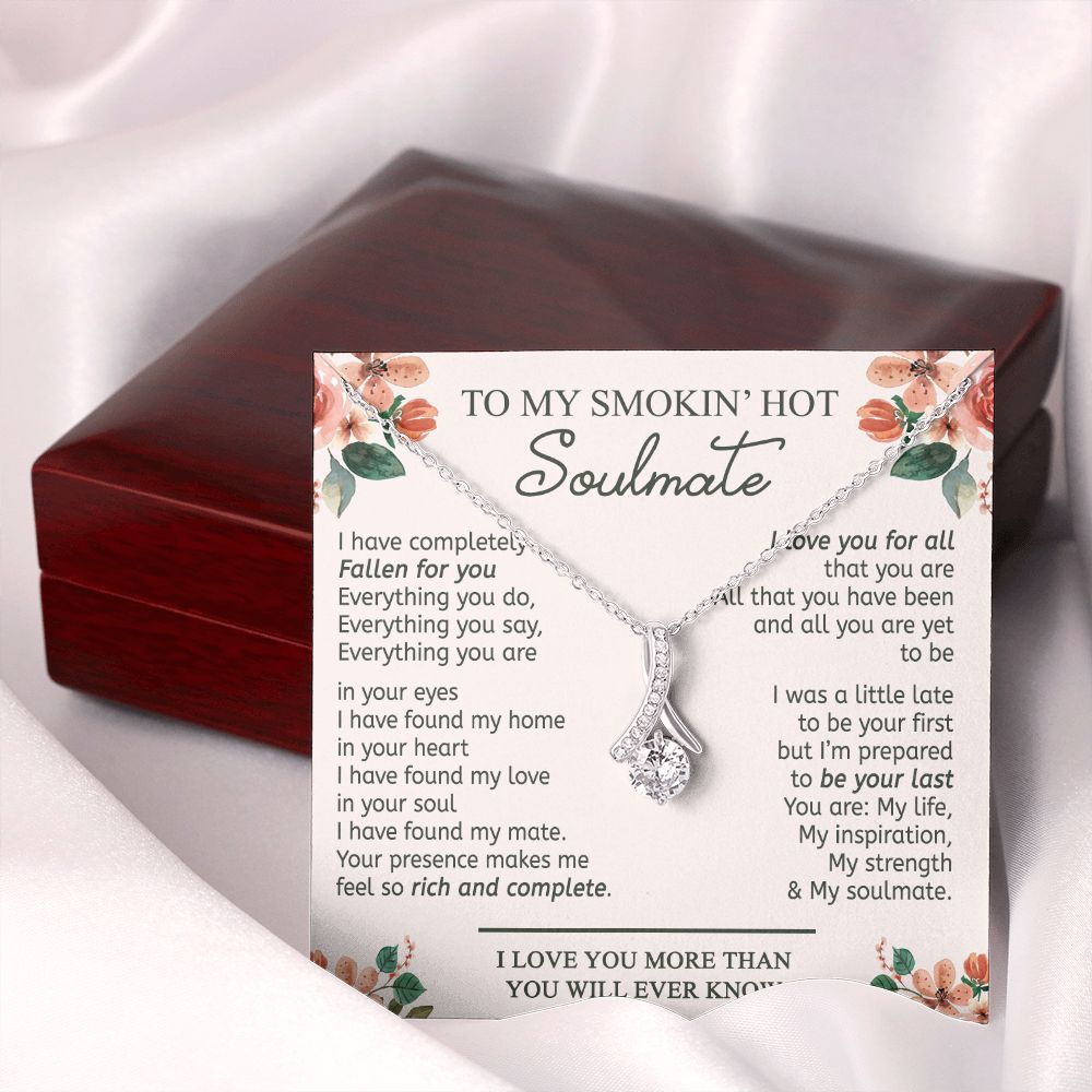 To My Smokin Hot Soulmate Necklace - Wife Gifts From Husband To My Wife Necklace, Gift for Her Romantic, Girlfriend Gifts Necklace for Wife from Men Includes Message Card and Gift Box 20 Alluring Beauty Necklace