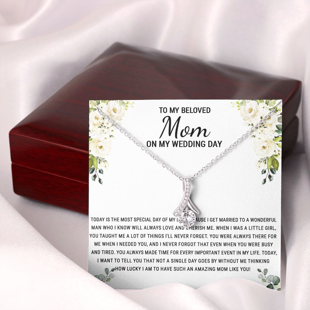 To My Beloved Mom On My Wedding Day Necklace, Daughter Gift for Mom, Bride Gift for Mother, Mother of Bride Gift, Necklace for Mother of Bride Wedding Day, To my Mom Necklace