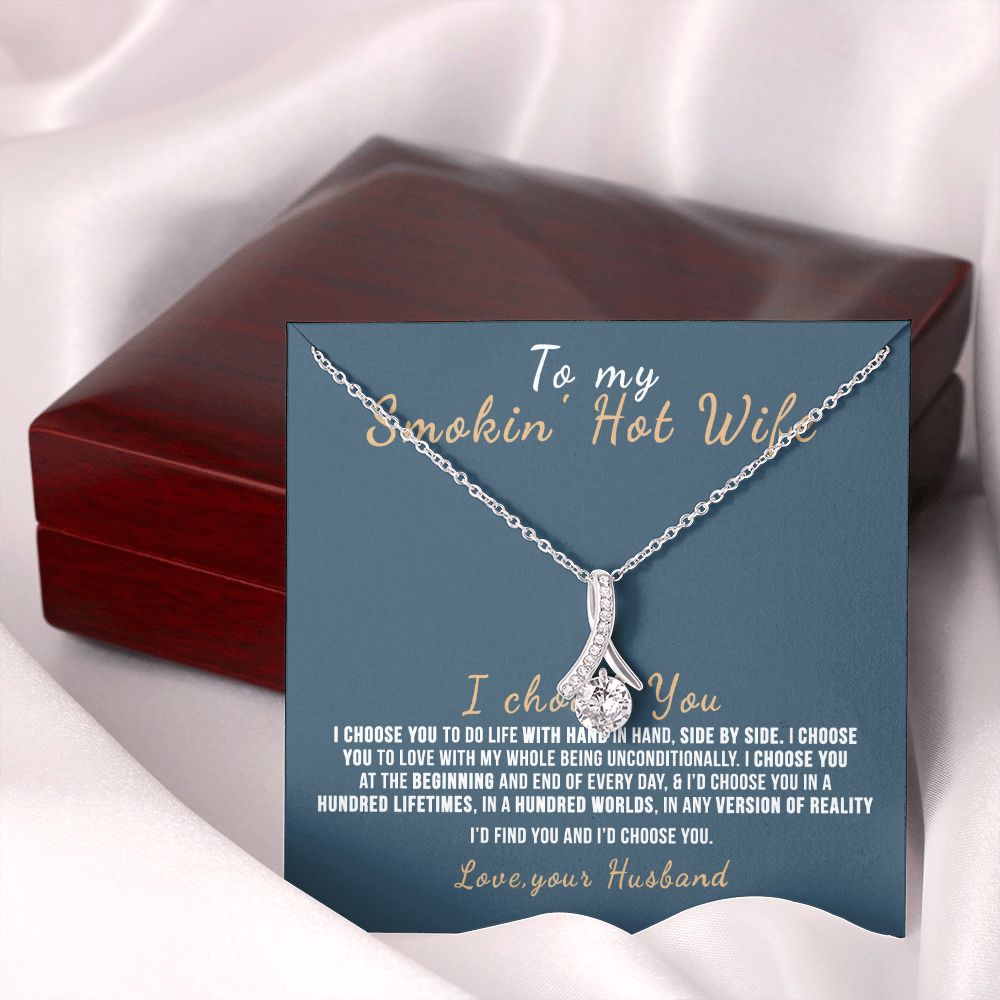 To My Wife Necklace from Husband, Personalized Necklace for Women, Luxury Necklace for Wife from Man Men, Wedding Anniversary Present For Wife, Beautiful Wife Jewelry Christmas Birthday Gift For Wife12 Alluring Beauty Necklace