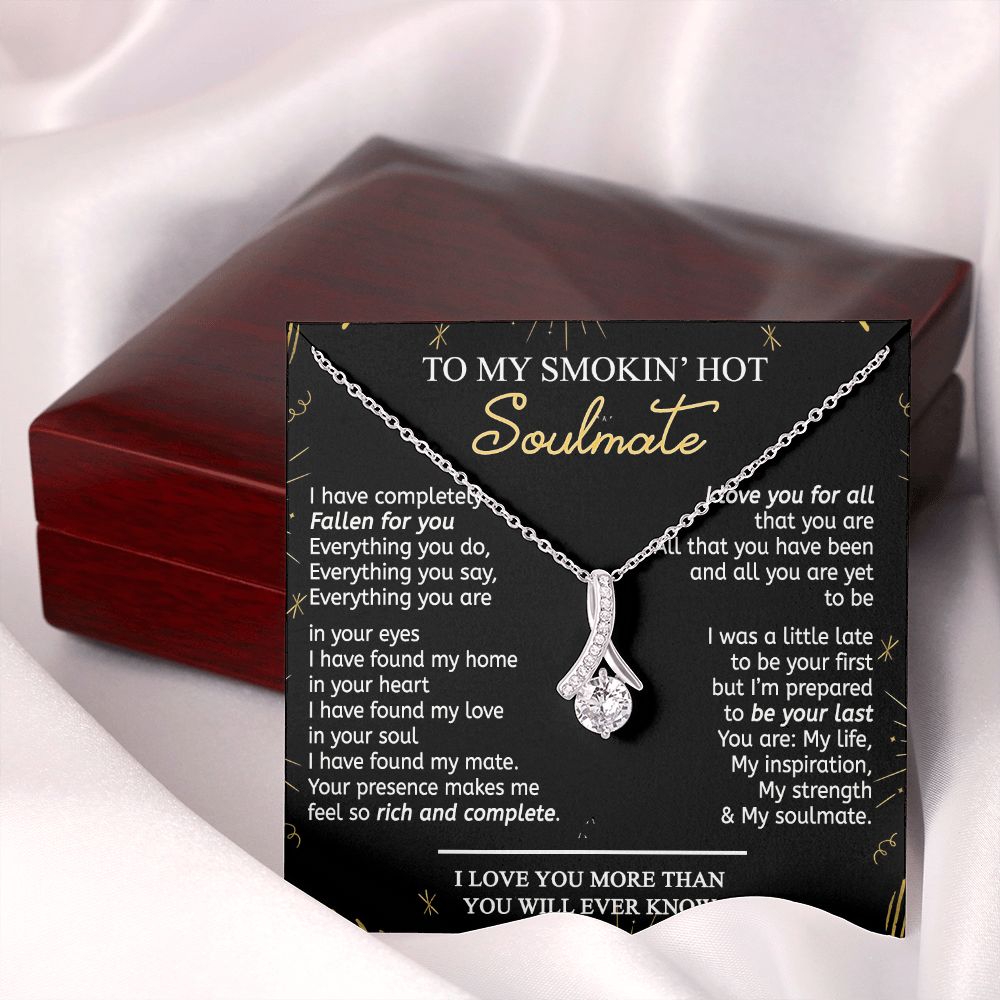 To My Smokin Hot Soulmate Necklace - Wife Gifts From Husband To My Wife Necklace, Gift for Her Romantic, Girlfriend Gifts Necklace for Wife from Men Includes Message Card and Gift Box 21 Alluring Beauty Necklace