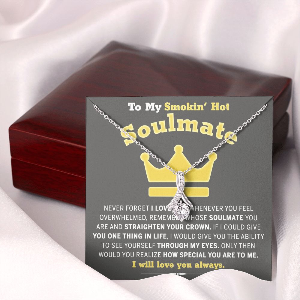 To My Soulmate Necklace for Women Birthday Valentines Day Jewelry Gifts For My Wife with Message Card Box Personalized Gift Present Pendant for Future Wife Soulmate Girlfriend Love 8 Alluring Beauty Necklace