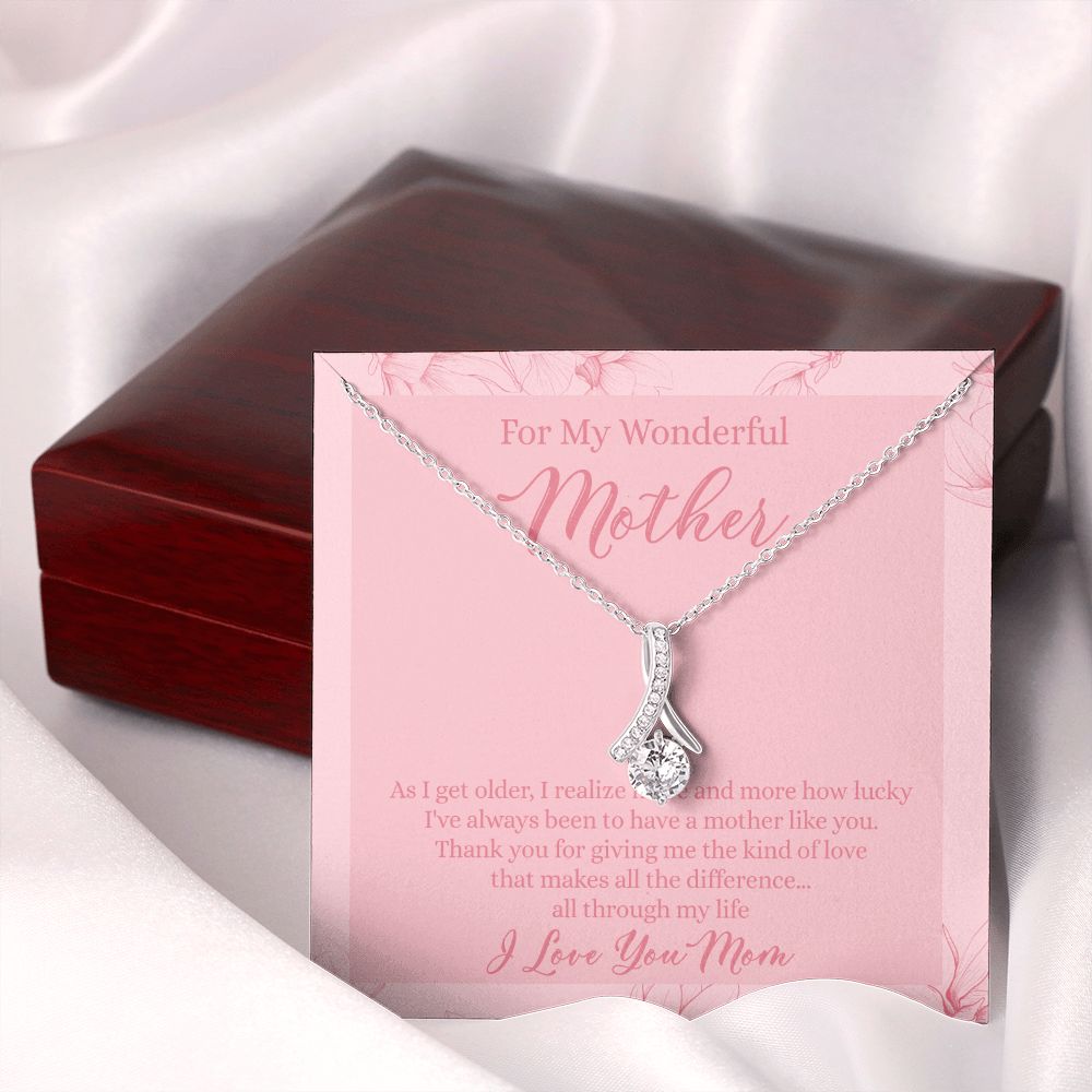 To My Wonderful Mother Necklace Message Card, Gift Box for Mom Birthday Gift From Daughter Mothers Day Necklace for Mom Gift From Daughter Mom Gifts For Wedding Mom Thank You Gift For Mom Alluring Beauty Necklace