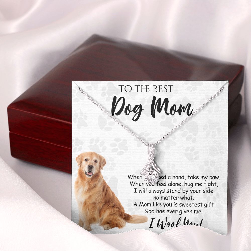 To The Best Golden Retriever Dog Mom Knot Necklace Mother's Day Gift , I Woof You Quote Gift Card, Message Card Jewelry For Dog Lovers, Necklace For Mom Alluring Beauty Necklace