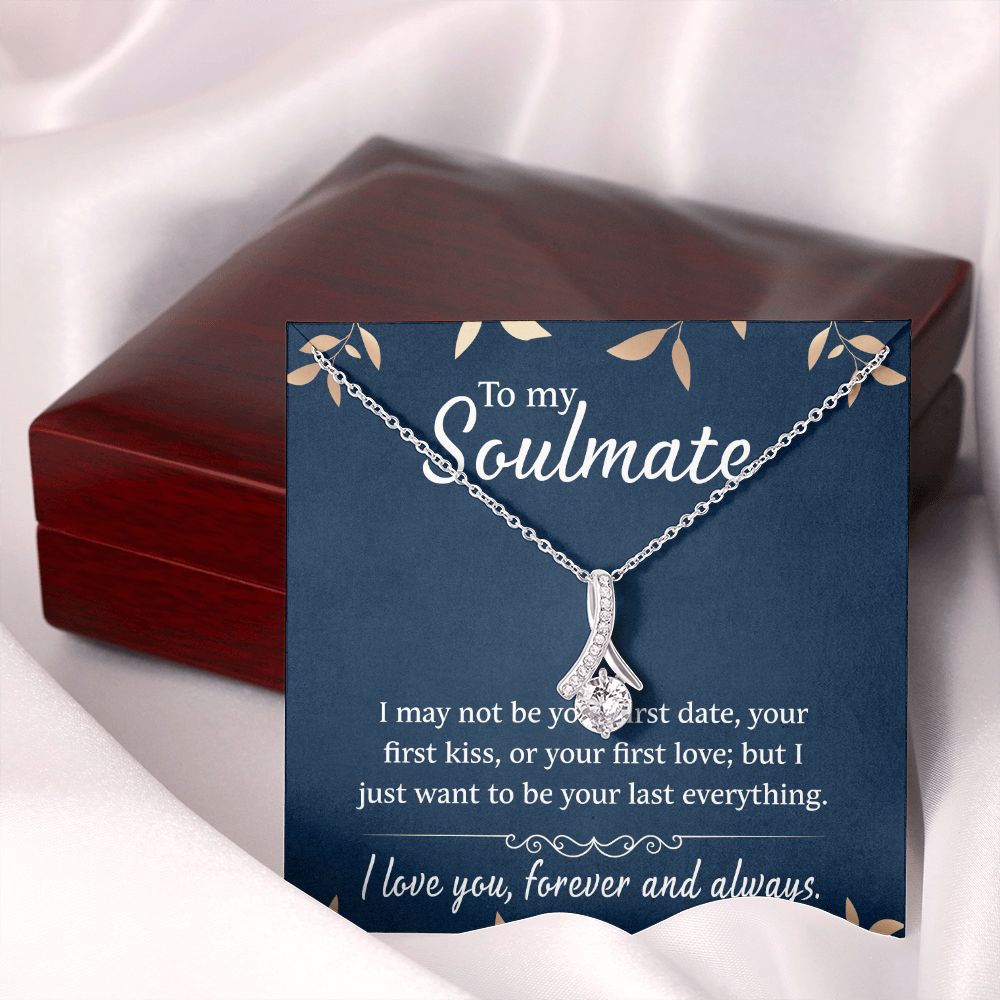 To My Soulmate Necklace for Women Birthday Christmas Jewelry Gifts For My Wife with Message Card Box Personalized Gift Present Pendant for Future Wife Soulmate Girlfriend Love 21 Alluring Beauty Necklace