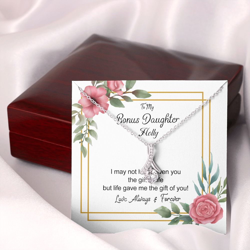 Bonus Daughter Gifts From Stepdad, Step Daughter Gifts From Stepmom, Stepdaughter Gifts From Stepdad, Father Stepdaughter Necklace, To My Bonus Daughter Necklaces, Christmas Gifts For Bonus6 Alluring Beauty Necklace