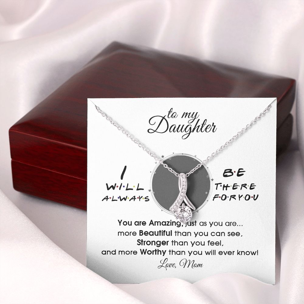 Mother Daughter Gift Ideas, To My Daughter Gift Necklace from Mom, Jewelry Pendant Present for Daughter, Birthday Christmas Gift Graduation Gifts for Daughters, Mother and Daughter Necklace 33 Alluring Beauty Necklace