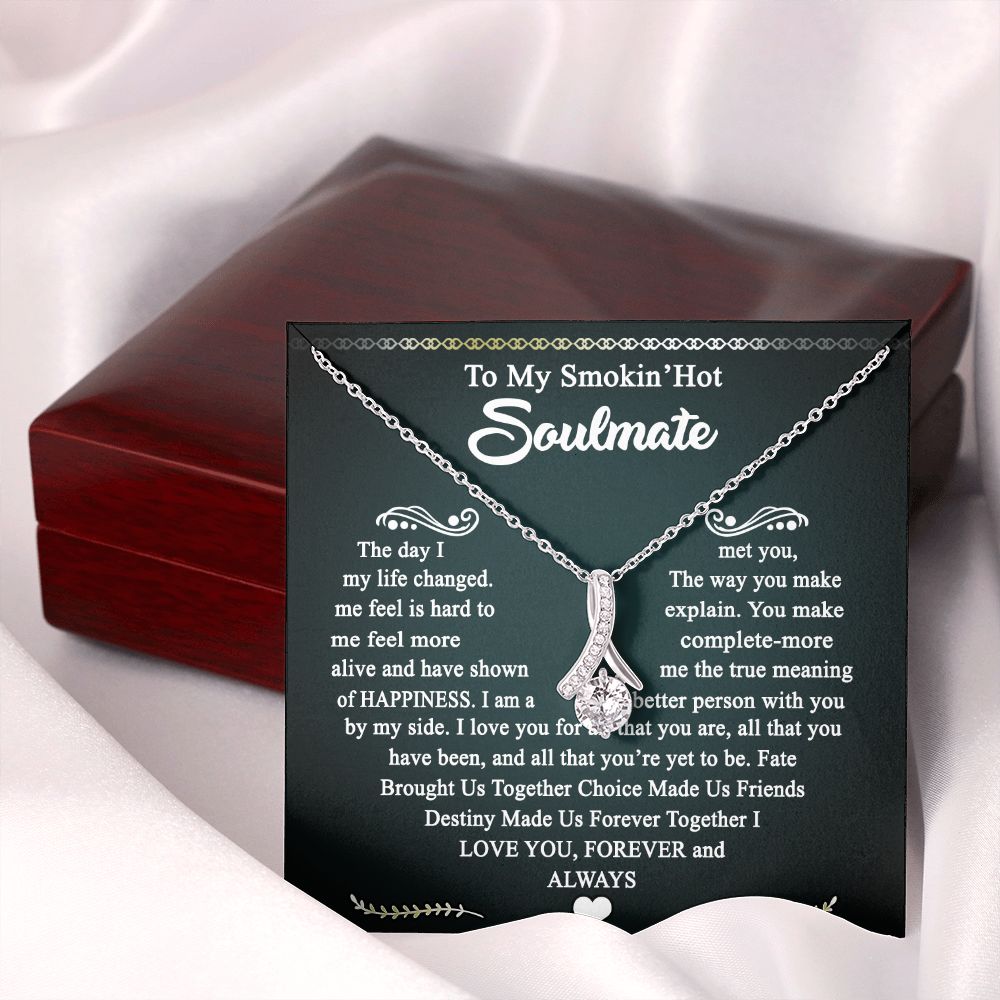 To My Smokin Hot Soulmate Necklace - Wife Gifts From Husband To My Wife Necklace, Gift for Her Romantic, Girlfriend Gifts Necklace for Wife from Men Includes Message Card and Gift Box 3 Alluring Beauty Necklace