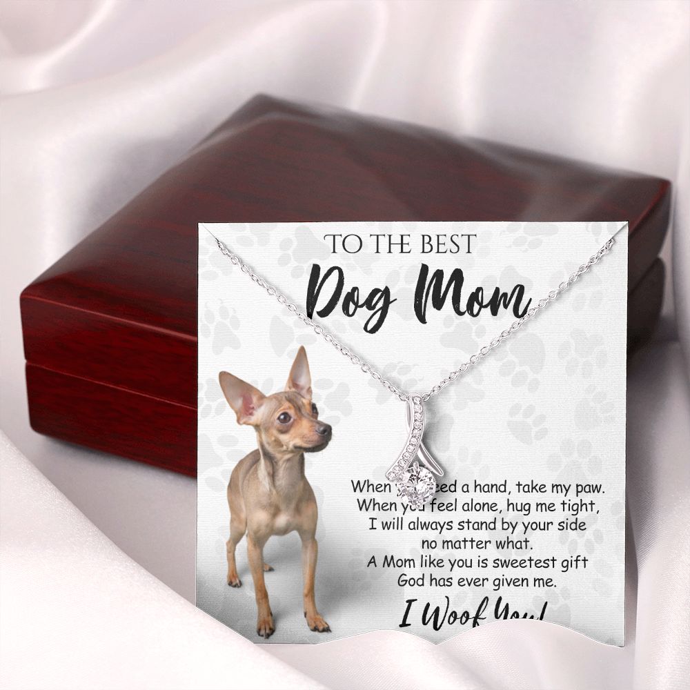 To The Best Chihuahua Dog Mom Knot Necklace Mother's Day Gift , I Woof You Quote Gift Card, Message Card Jewelry For Dog Lovers, Necklace For Mom Alluring Beauty Necklace