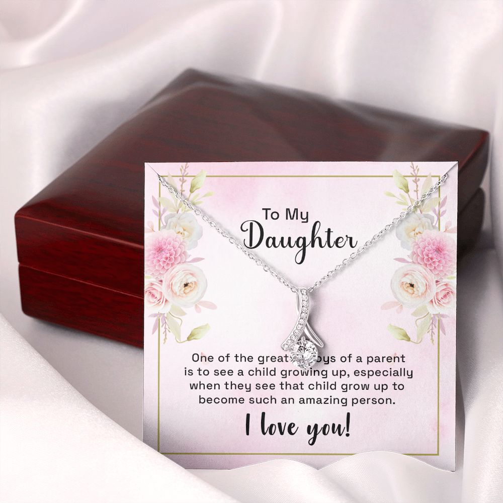 Mother and Daughter Necklace for Girls, To My Daughter Gift Necklace from Mom, Birthday Christmas Gift Graduation Gifts for Daughters, Jewelry Pendant Present for Daughter, Mother Daughter Gift 44 Alluring Beauty Necklace