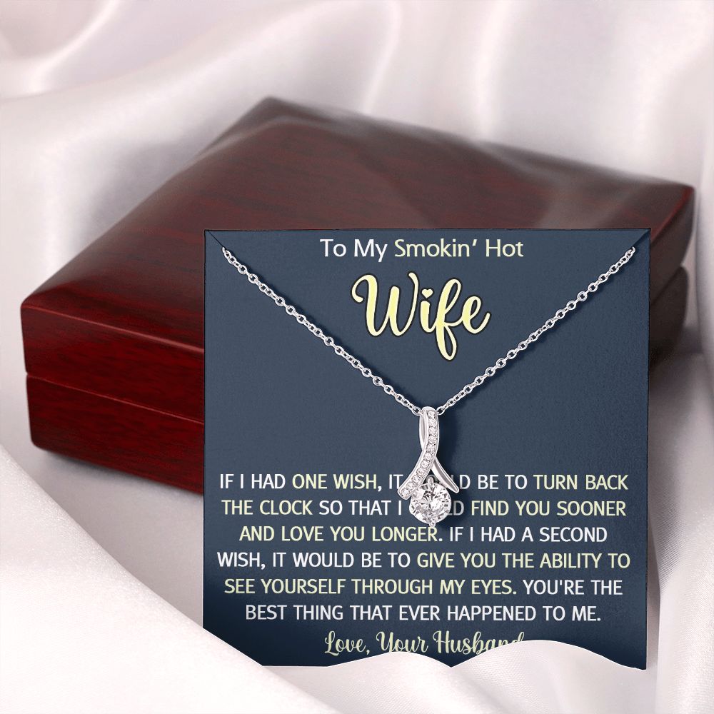 To My Smokin Hot Wife Necklace, Wedding Anniversary Jewelry For Women, Necklace For Wife from Husband, Gifts For Wife Birthday Gifts Necklace, Jewelry With Message Card In A Gift Box3 Alluring Beauty Necklace
