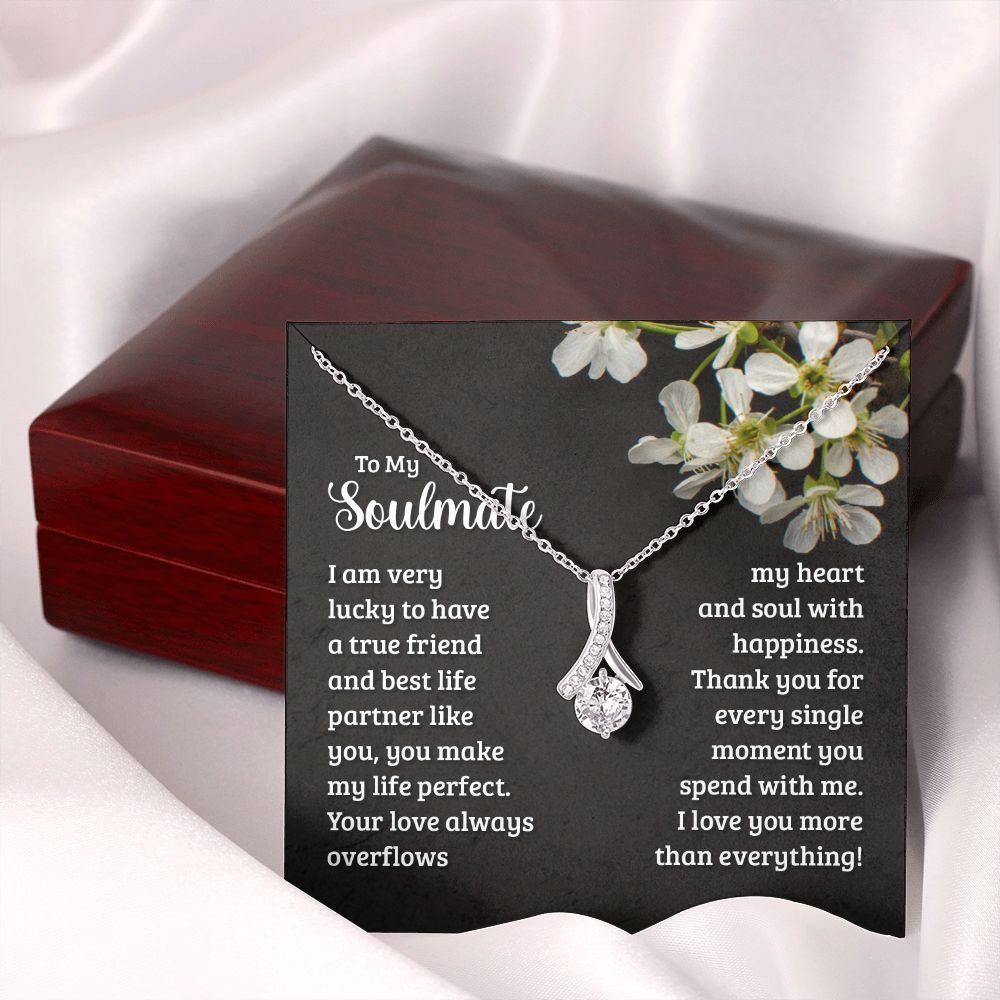 To My Soulmate Necklace for Women Birthday Christmas Jewelry Gifts For My Wife with Message Card Box Personalized Gift Present Pendant for Future Wife Soulmate Girlfriend Love 18 Alluring Beauty Necklace