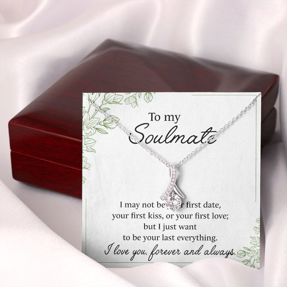 To My Soulmate Necklace for Women Birthday Christmas Jewelry Gifts For My Wife with Message Card Box Personalized Gift Present Pendant for Future Wife Soulmate Girlfriend Love 25 Alluring Beauty Necklace