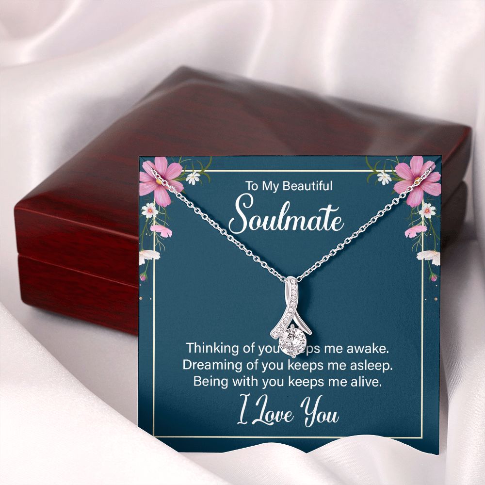 To My Soulmate Necklace for Women Birthday Christmas Jewelry Gifts For My Wife with Message Card Box Personalized Gift Present Pendant for Future Wife Soulmate Girlfriend Love 13 Alluring Beauty Necklace