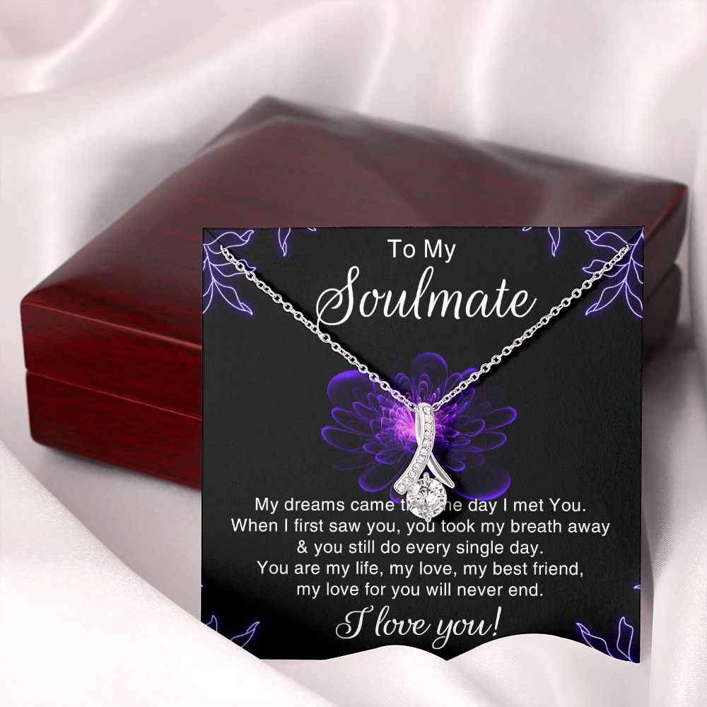 To My Soulmate Necklace for Women Birthday Christmas Jewelry Gifts For My Wife with Message Card Box Personalized Gift Present Pendant for Future Wife Soulmate Girlfriend Love 7 Alluring Beauty Necklace