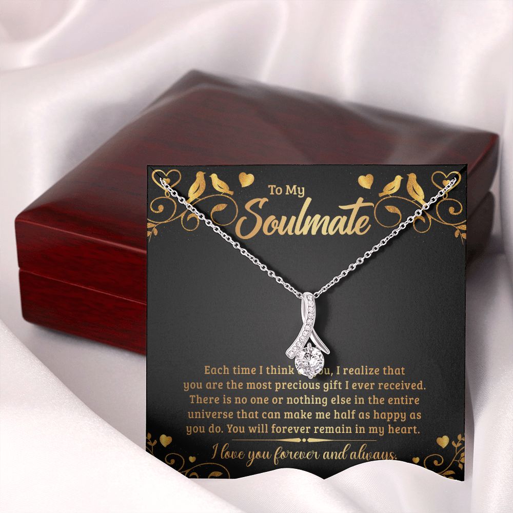 To My Soulmate Necklace for Women Birthday Christmas Jewelry Gifts For My Wife with Message Card Box Personalized Gift Present Pendant for Future Wife Soulmate Girlfriend Love 19 Alluring Beauty Necklace