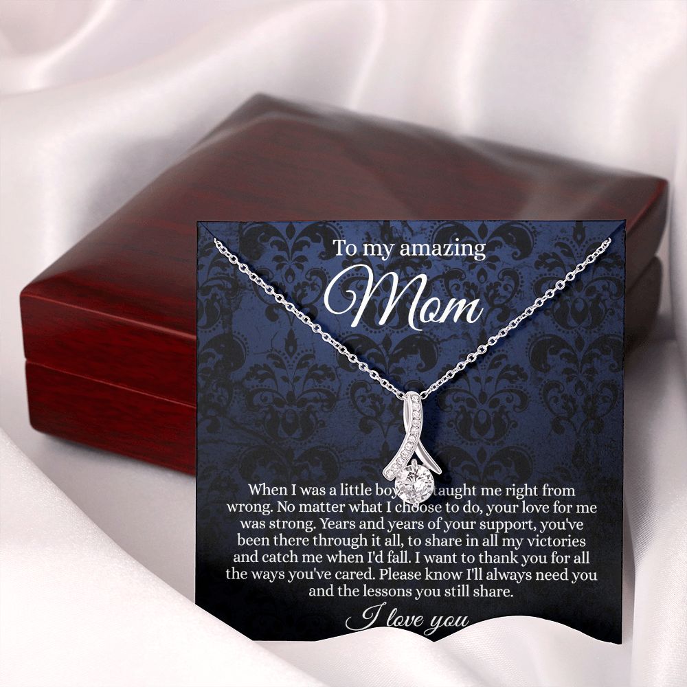 Gift for Mom Necklace, To My Beautiful Mom Love Knot Necklace Card, Mother’s Day Gift For Mom From Son, Thank You Mom Gift, Custom Jewelry Necklace For Mom Alluring Beauty Necklace
