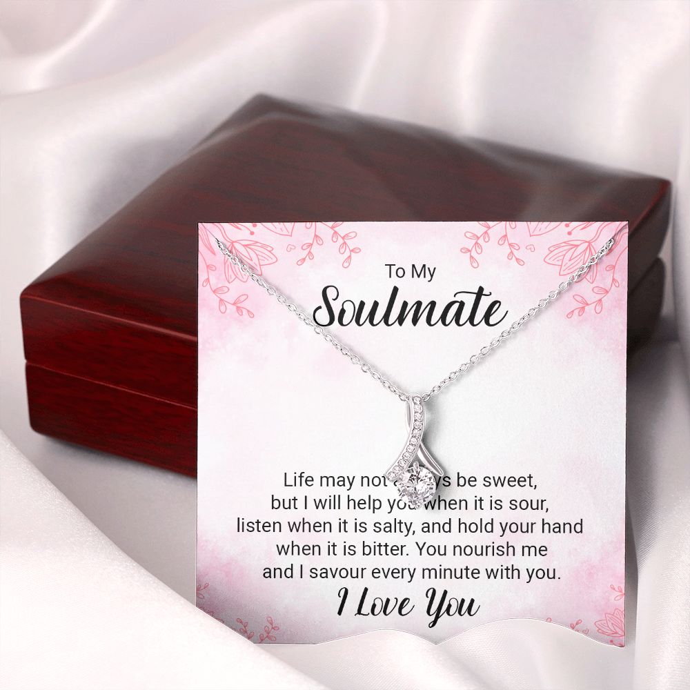 To My Soulmate Necklace for Women Birthday Christmas Jewelry Gifts For My Wife with Message Card Box Personalized Gift Present Pendant for Future Wife Soulmate Girlfriend Love 15 Alluring Beauty Necklace