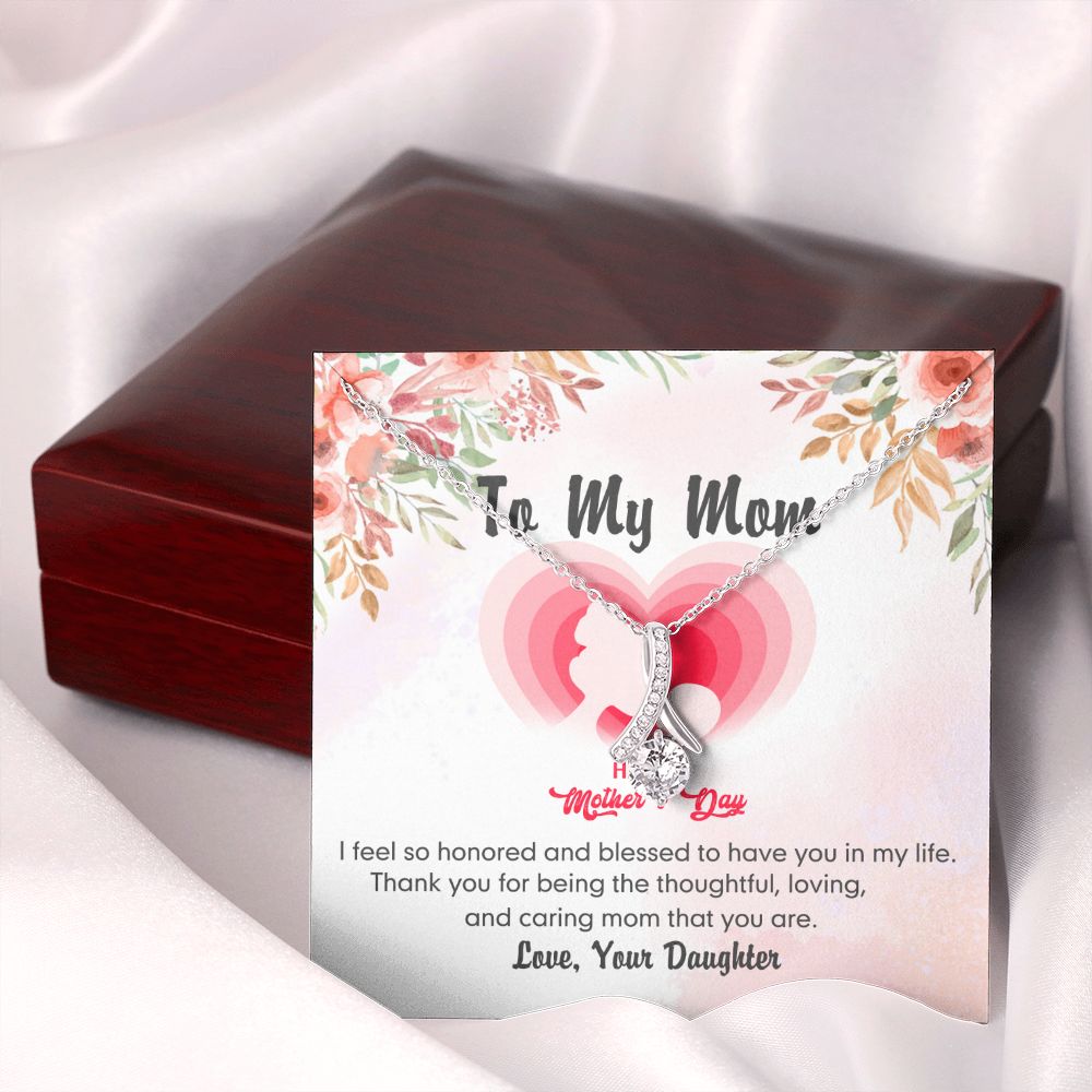 To My Mom Necklace Pendant Gift From Daughter And Happy Mother's Day Gift For Mom Birthday, Anniversary Thank You Alluring Beauty Necklace