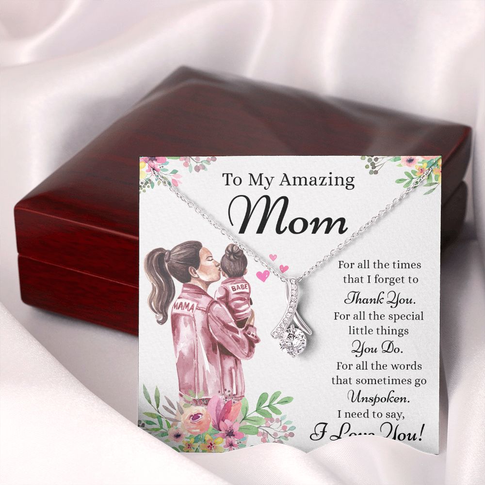Mom Necklace Gifts for Mom from Daughter to Mom Gifts for Mothers Day from Daughter, To My Mom Necklace from Daughter to Mom Birthday Gifts Necklace with Message Card and Gift Box2240 Alluring Beauty Necklace