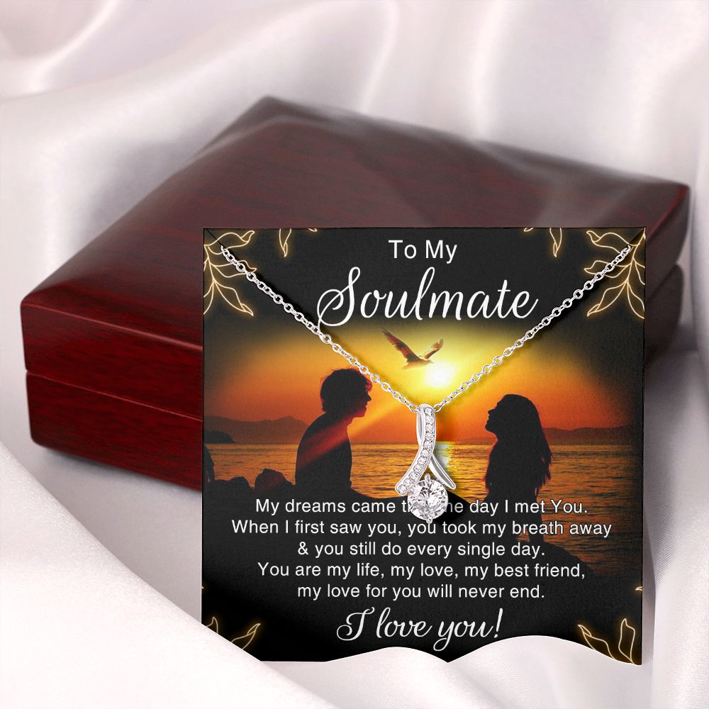 To My Soulmate Necklace for Women Birthday Christmas Jewelry Gifts For My Wife with Message Card Box Personalized Gift Present Pendant for Future Wife Soulmate Girlfriend Love 6 Alluring Beauty Necklace