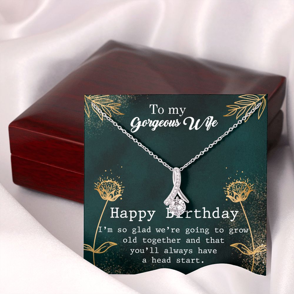 To My Gorgeous Wife Necklace Pendant Gift From Husbnd Habby Birthday A Head Start With Message Card and Gift Box. Valentine's Day Gift For Wife Future Wife Alluring Beauty Necklace