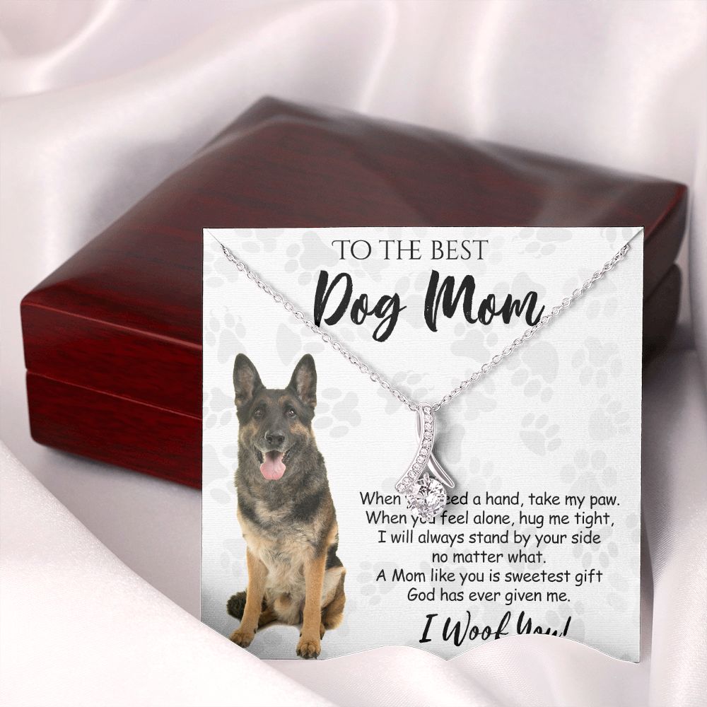 To The Best German Shepherd Dog Mom Knot Necklace Mother's Day Gift , I Woof You Quote Gift Card, Message Card Jewelry For Dog Lovers, Necklace For Mom Alluring Beauty Necklace