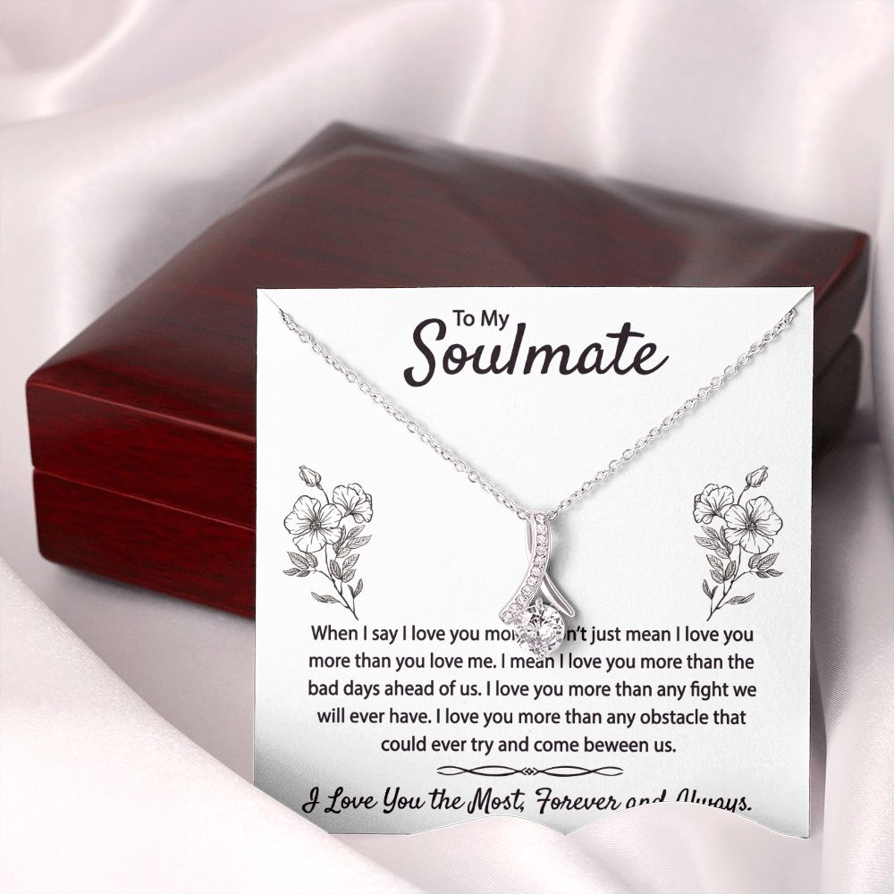 To My Soulmate Necklace for Women Birthday Christmas Jewelry Gifts For My Wife with Message Card Box Personalized Gift Present Pendant for Future Wife Soulmate Girlfriend Love 9 Alluring Beauty Necklace