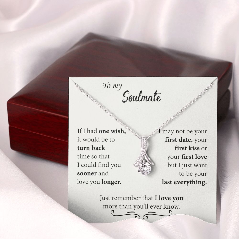 To My Soulmate Necklace for Women Birthday Christmas Jewelry Gifts For My Wife with Message Card Box Personalized Gift Present Pendant for Future Wife Soulmate Girlfriend Love 24 Alluring Beauty Necklace