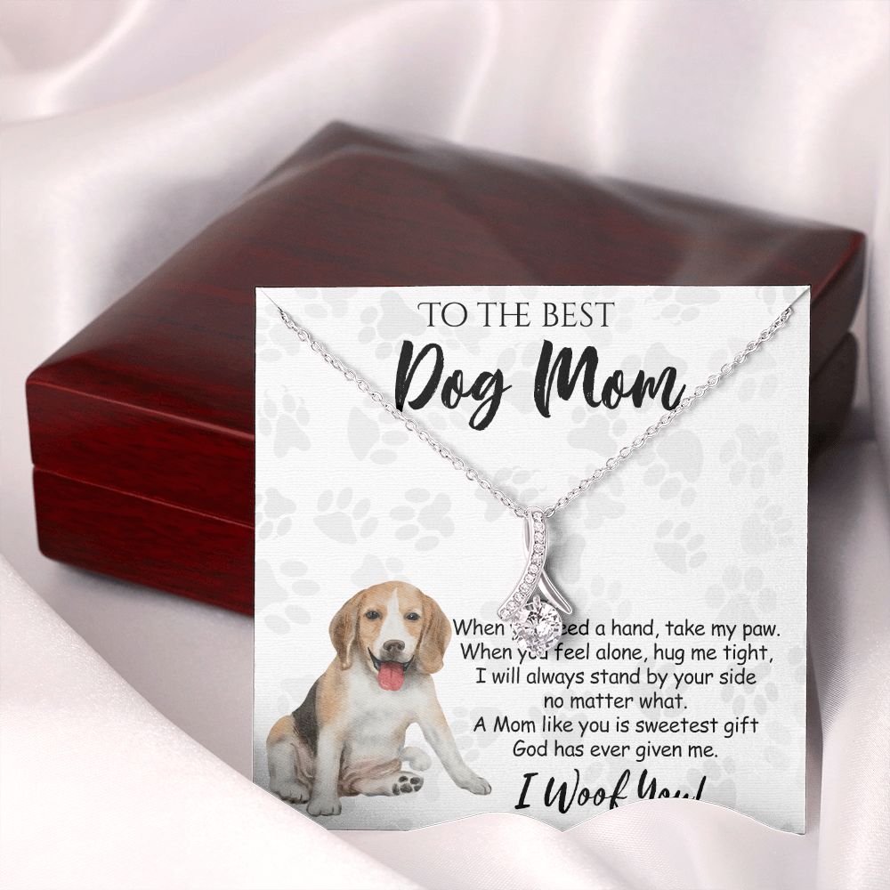 To The Best Beagle Dog Mom Knot Necklace Mother's Day Gift , I Woof You Quote Gift Card, Message Card Jewelry For Dog Lovers, Necklace For Mom Alluring Beauty Necklace