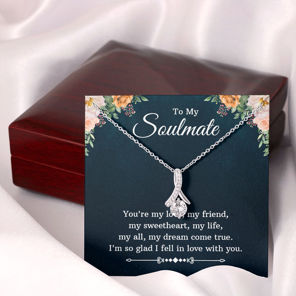 To My Soulmate Necklace for Women Birthday Christmas Jewelry Gifts For My Wife with Message Card Box Personalized Gift Present Pendant for Future Wife Soulmate Girlfriend Love 10 Alluring Beauty Necklace