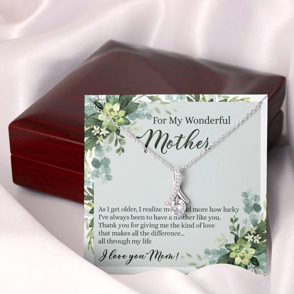 To My Wonderful Mother Necklace Message Card, Gift Box for Mom Birthday Gift From Daughter Mothers Day Necklace for Mom Gift From Daughter Mom Gifts For Mom Thank You Gift For Mom Alluring Beauty Necklace