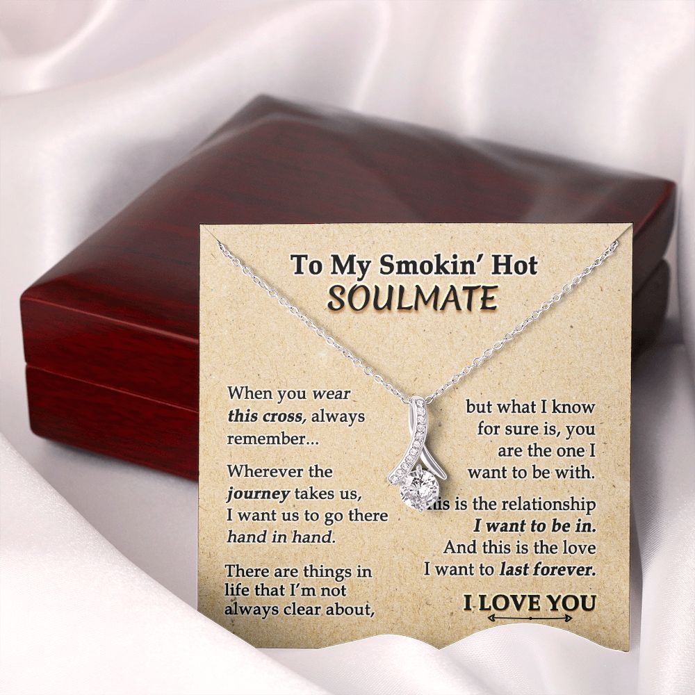 To My Soulmate Necklace for Women Birthday Valentines Day Jewelry Gifts For My Wife with Message Card Box Personalized Gift Present Pendant for Future Wife Soulmate Girlfriend Love 9 Alluring Beauty Necklace