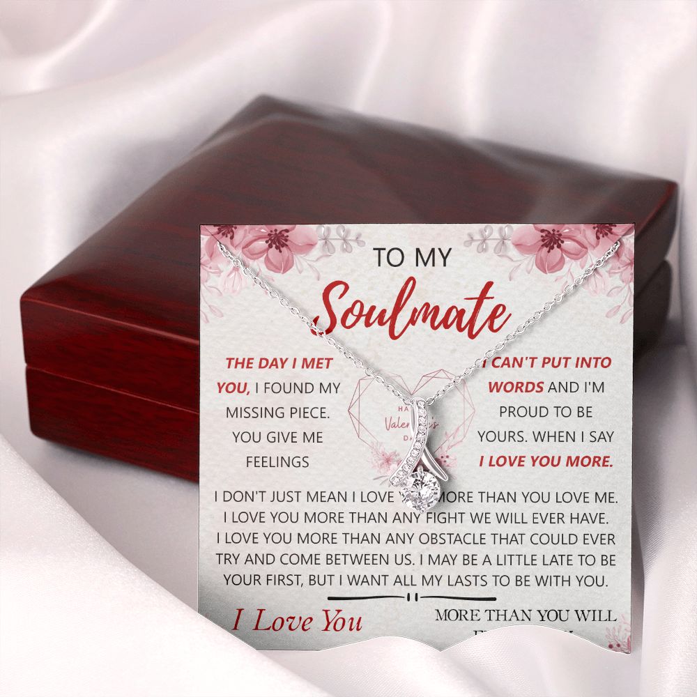 To My Soulmate Necklace for Women Birthday Christmas Jewelry Gifts For My Wife with Message Card Box Personalized Gift Present Pendant for Future Wife Soulmate Girlfriend Love 23 Alluring Beauty Necklace