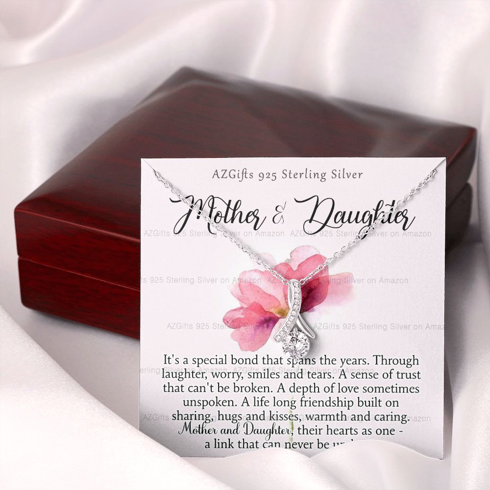 Mother Daughter Necklace with Message Card Mother Daughter Gift Mom Birthday Gift Necklace for Mom from Daughter Gift Birthday Gift for Mom Daughter Gift from Mom 301 Alluring Beauty Necklace