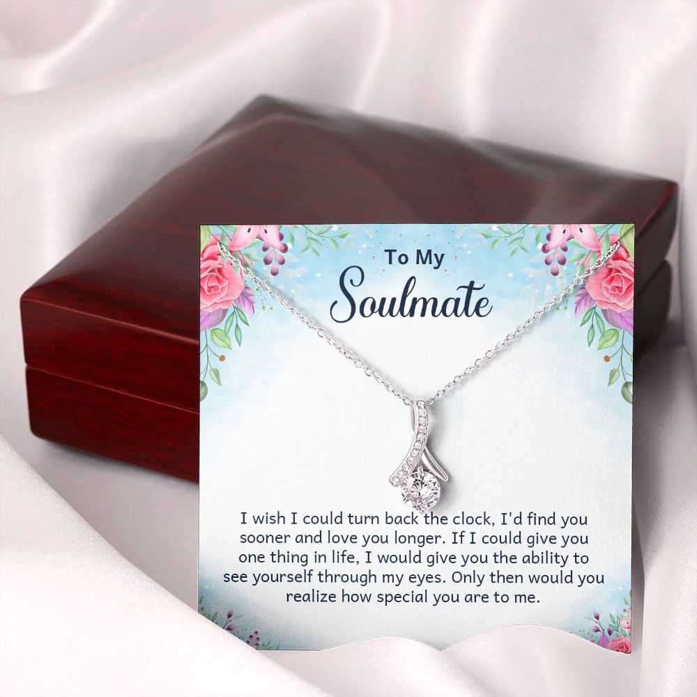 To My Soulmate Necklace for Women Birthday Christmas Jewelry Gifts For My Wife with Message Card Box Personalized Gift Present Pendant for Future Wife Soulmate Girlfriend Love 17 Alluring Beauty Necklace